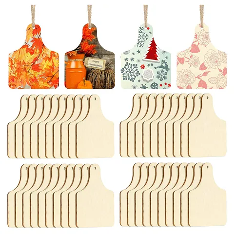Etiquetas Vírgenes de Madera Sin Terminar Rodajas de Madera Natural Con Cuerda de Yute Para Manualidades DIY Decoración Letrero Colgante