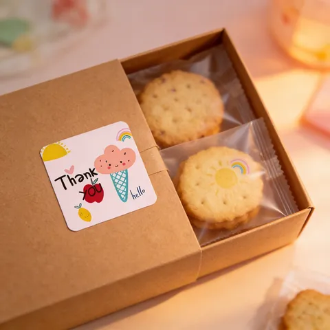 Thank You Sealing Stickers Square Adhesive Labels For Gift Packaging Journaling Cute Decorative Stationery
