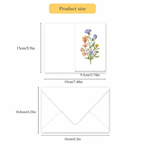 Vintage Wildflower Watercolor Greeting Card Set Blank Folded Card With Envelope For Festival Blessing Message Card