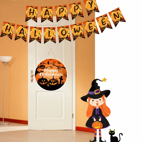 Decorazione per Festa di Halloween Appendiporta in Carta Sospensione a Parete Zucca Fantasma