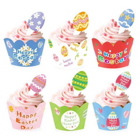 Ostern Papier Muffinförmchen Und Topper Osterparty Backdekorationen Kuchen Wrapper Flagge Einsatz Festival Feier