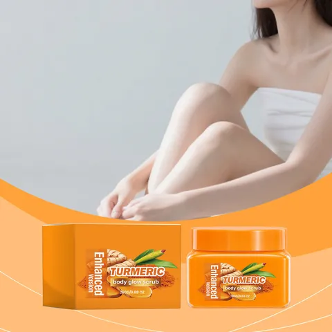 Gommage Éclat Corps au Curcuma Crème de Soin Corporel Exfoliante Nettoyage Doux et Hydratant Peau Lisse