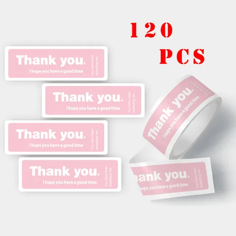 Thank You Stickers Roll Adhesive Gift Sealing Labels Floral Decorative Stationery Supply For Packaging Envelope