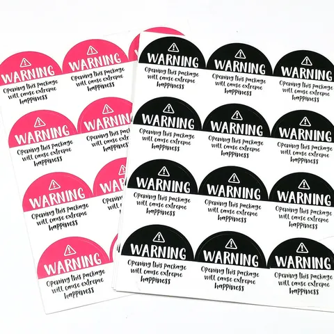 Warning Packaging Seal Stickers Funny English Phrase Circular Adhesive Labels For Gift Box Decoration