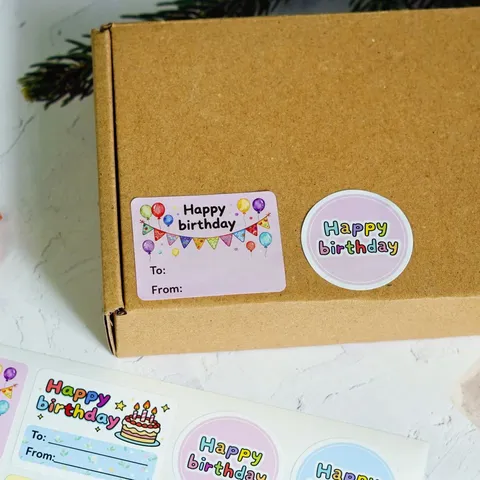 Happy Birthday Sealing Stickers For Gift Wrapping Baked Dessert Food Package Decorative Adhesive Labels