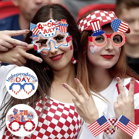 Amerikanischer Unabhängigkeitstag Party Dekorationen Papier Brille Wimpelkette Hängende Spiralen Wabe Festliche Zubehör