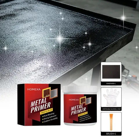 Black Metal Primer Paint Rust Proof Renovation Coating With Brush And Sandpaper For Iron Gate And Steel Railing