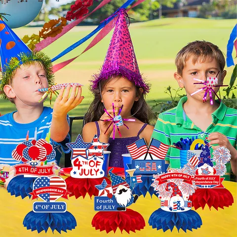 Amerikanischer Unabhängigkeitstag Party Dekorationen Waben-Tischdekorationen Patriotisches Set