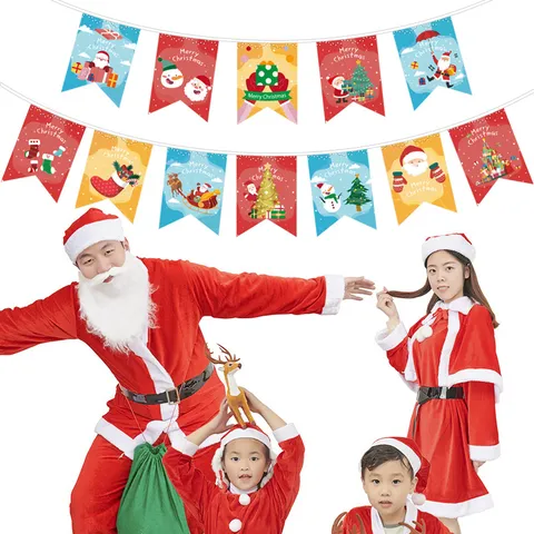 Weihnachten Party Dekoration Banner Hängendes Ornament Papier Xmas Girlande Frohe Weihnachten Feiertag Festival Heim Innenbereich Zubehör