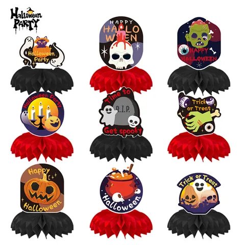 Halloween Party Decorations Paper Honeycomb Centerpieces Hanging Ornaments Spooky Table Decor Props Festival Supplies