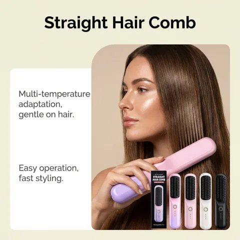 Wireless Portable Hair Straightener Brush Rechargeable Cordless Scalp Massage Hair Styling Tool