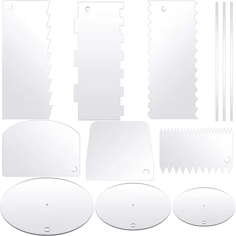 Ensemble de Grattoirs à Gâteaux en Acrylique Transparent Grattoir Lissant pour Disques de Gâteau Outils de Décoration de Pâtisserie Accessoires de Cuisine