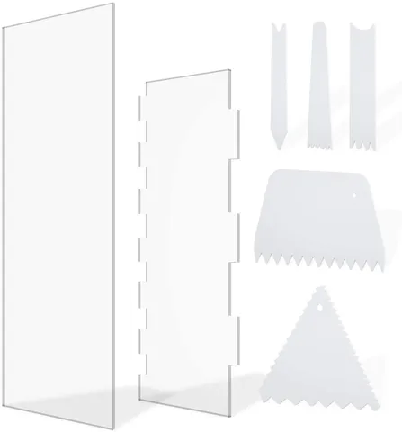 7 Pieces Cake Scraper Set Transparent And White Acrylic Cake Combs Kitchen Baking Tools Pastry Decorating Scraper