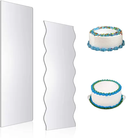 Transparent Acrylic Cake Scraper 2-Piece Set Clear Butter Cake Smoother Decorating Comb Kitchen Baking Tools