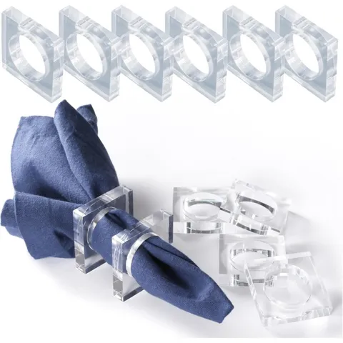 Transparent Acrylic Napkin Ring Modern Geometric Napkin Holder for Wedding Party Family Gathering Table Decoration