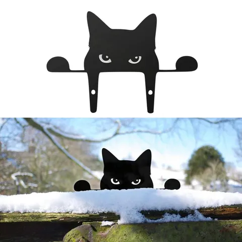Black Cat Fence Garden Decoration Acrylic Silhouette Yard Art Outdoor Hanging Statue Yard Lawn Ornament Home Decor