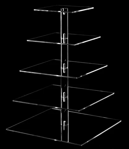 Transparent Acrylic Square Cake Stand Multi Tier Dessert Display Shelf For Wedding Party Home Kitchen Decor