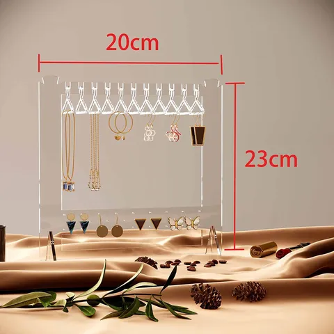 Espositore per Gioielli Orecchini Collana in Acrilico Trasparente Scaffale di Stoccaggio Mini Gruccia Braccialetto Fascia