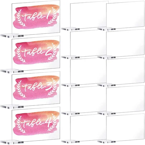 Letrero de Mesa de Acrílico Transparente Tarjetas de Sitio Números de Mesa Vacíos para Fiesta Banquete Decoración Soporte Transparente