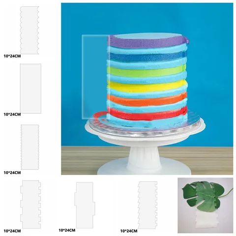 Transparent Acrylic Cake Scraper Cream Edge Smoother Baking Tool Pastry Cutter Cake Decorating Comb Kitchen Accessory