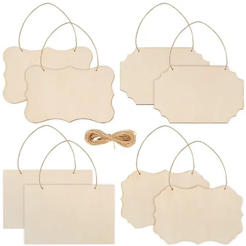 Placa Colgante de Letrero en Blanco de Madera sin Pulir Manualidades DIY Pintura Escritura Boda Decoración del Hogar Colgante de Madera