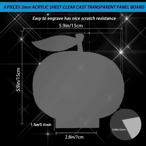 DIY Panel de Luz Nocturna de Manzana Acrílica Señal Decorativa Acrílica Transparente Tablero Acrílico En Blanco para Base de Lámpara LED Decoración del Hogar