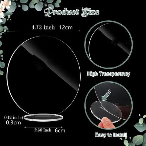 Tarjetas de Sitio de Acrílico Transparente Con Base Letreros Redondos Vacíos de Número de Mesa Para Fiesta de Boda Decoración de Mesa