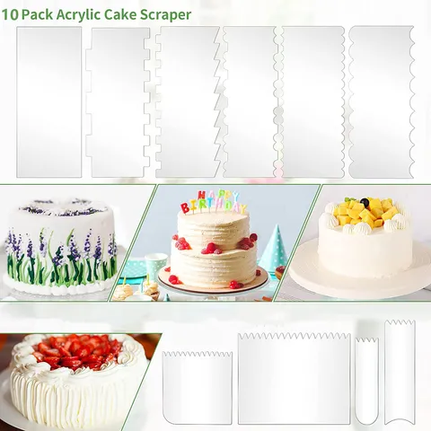Klares Acryl Kuchenschaber DIY Kuchen Kante Glättung Dekoration Kämme Gebäck Fondant Slicker Backen Küchenwerkzeuge