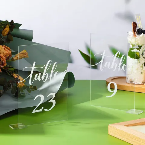 Letreros de Número de Mesa de Boda de Acrílico Transparente Números de Mesa Vacíos con Soporte para Fiesta Banquete Recepción