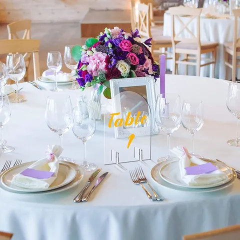 Tarjetas de Sitio de Arco Acrílico Transparentes Con Base Letreros de Números de Mesa DIY para Fiesta de Boda