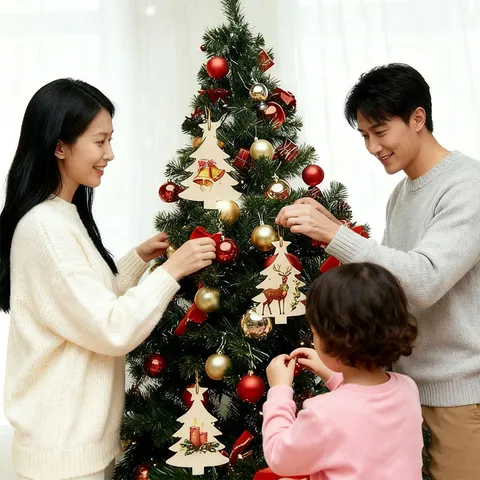 Letrero Colgante de Árbol de Navidad de Madera DIY Adorno de Madera En Blanco Con Cuerda Y Base Decoración Festiva de Mesa de Hogar