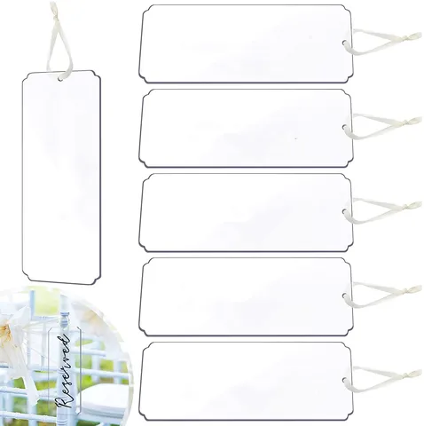 Letrero de Silla de Boda Acrílico Transparente En Blanco Con Cintas Blancas Letreros Reservados Colgantes para Decoración de Fiesta de Bodas