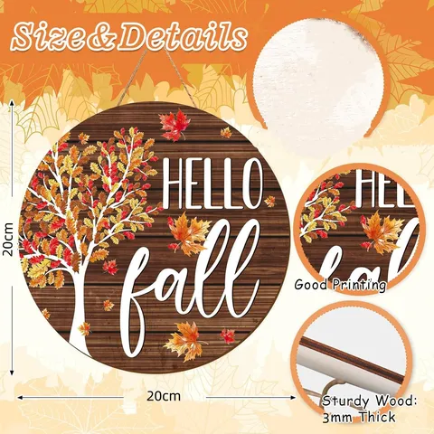 Wooden Fall Thanksgiving Halloween Front Door Sign Maple Witch Ghost Hanging Plaque Indoor Outdoor Home Porch Decor