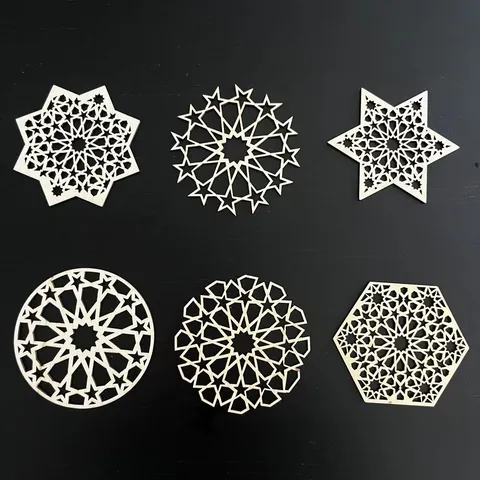 Wooden Hollow Out Star Coaster Geometric Laser Engraved Cup Mat Table Decor Wooden Coasters For Coffee Tea Cup