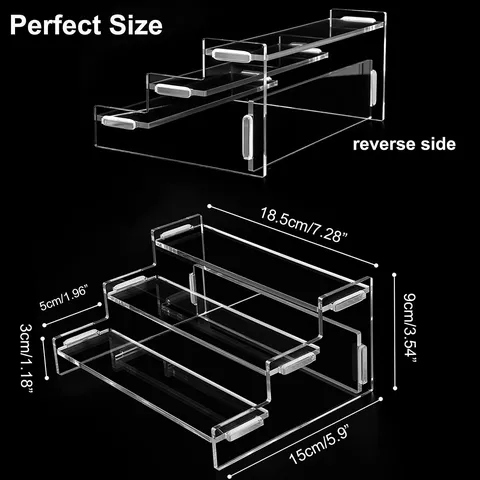 Transparent Acrylic Tiered Display Riser Clear Step Shelf Organizer For Figures Dessert Cosmetic Perfume Showcase