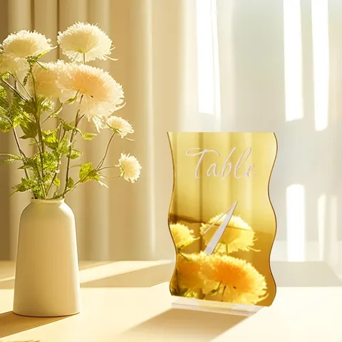Acrílico Oro Plata Espejo Boda Número de Mesa Letrero en Blanco DIY Fiesta Cumpleaños Tarjeta de Sitio Soporte Decoración
