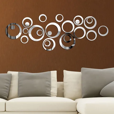 Acrylic 3D Mirror Circle Wall Stickers Modern Minimalist Removable Circular Wall Decals For Living Room Bedroom Home Decor