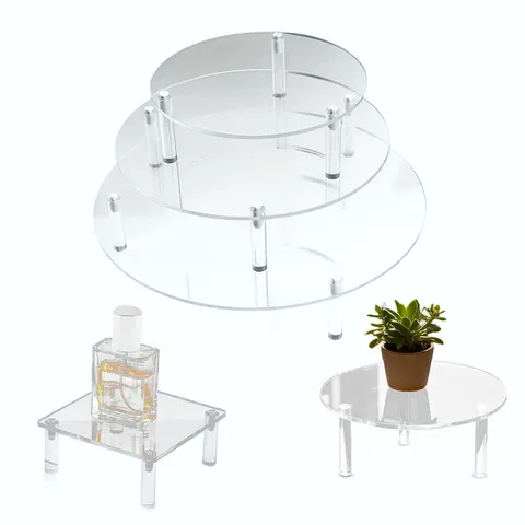 Transparent Acrylic Display Riser Clear Tiered Dessert Cupcake Stand Jewelry Perfume Figure Collection Shelf Holder
