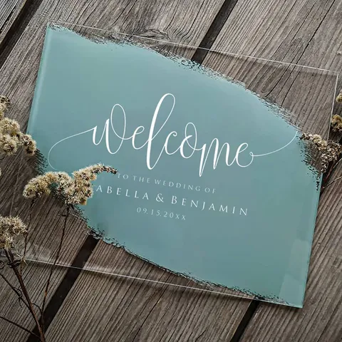 Letrero de Boda en Blanco de Acrílico Transparente Caligrafía DIY Tablero Acrílico Decoración de Fiesta de Bodas