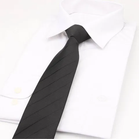 Men's Business Zipper Necktie Regular Width Solid Striped Jacquard Polyester Neck Tie For Formal Wedding Suit Office