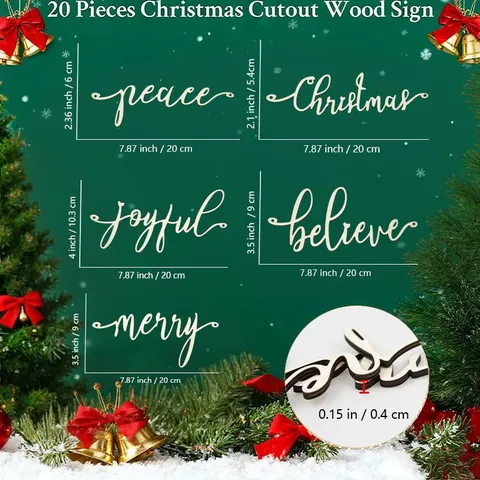 Wooden Christmas Hollow Letter Hanging Ornament Rustic Merry Peace Believe Joyful Sign Holiday Party Home Decor