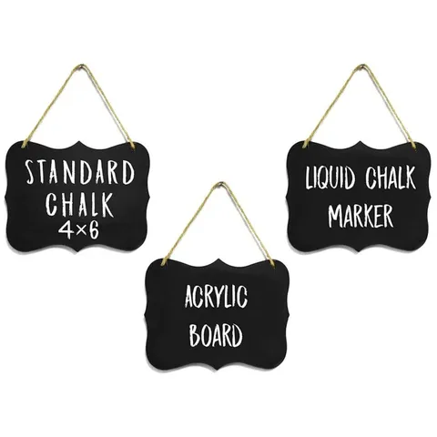 Black Acrylic Blank Desktop Blackboard Creative Hanging Message Board Door Indicator Memo Board Home Office Decor