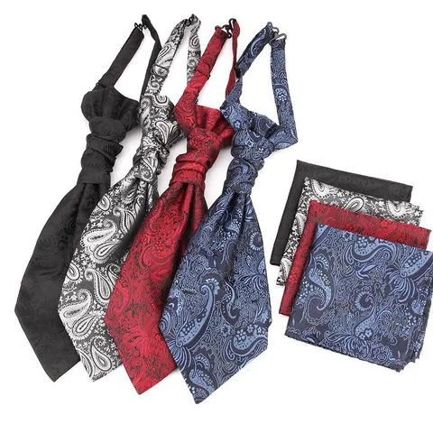 Men Jacquard Tie And Pocket Square Set Polyester Paisley Necktie Formal Evening Wear Wedding Business Suit Accessories