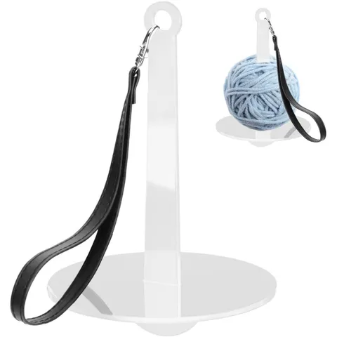 Portafilo da Polso Portatile Supporto Girevole Con Cinturino in Pelle Dispenser in Acrilico Legno per Lavorare a Maglia