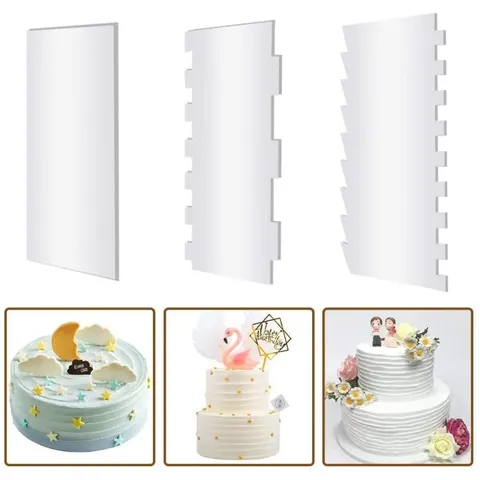 Transparent Acryl Kuchenschaber Und Dekorationskamm Werkzeug DIY Sahnekuchen Kanten Glätter Backzubehör