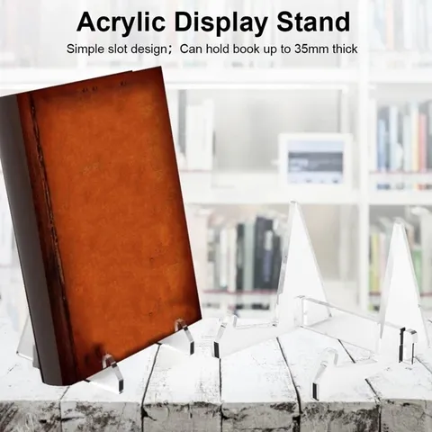 Support de Livre en Acrylique Triangle CD Présentoir Bureau Transparent Support de Lecture Organisateur de Bureau Étagère de Rangement