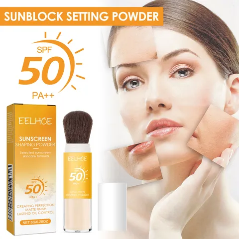 Pinceau Poudre Solaire Imperméable Matifiant Contrôle du Sébum Poudre Visage Longue Durée Pinceau de Maquillage Portable
