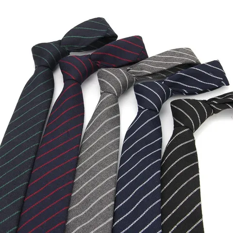 Men's Casual Business British Style Striped Narrow Necktie Cotton Jacquard Tie