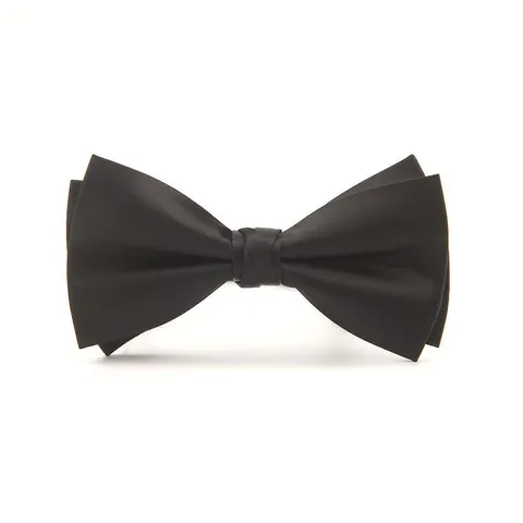 Men's Solid Color Bow Tie Classic Double Layer Satin Bowtie For Wedding Business Party Formal Suit Groom Men Accessories