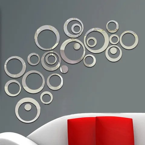 Acrylic 3D Mirror Circle Wall Stickers Modern Minimalist Removable Circular Wall Decals For Living Room Bedroom Home Decor
